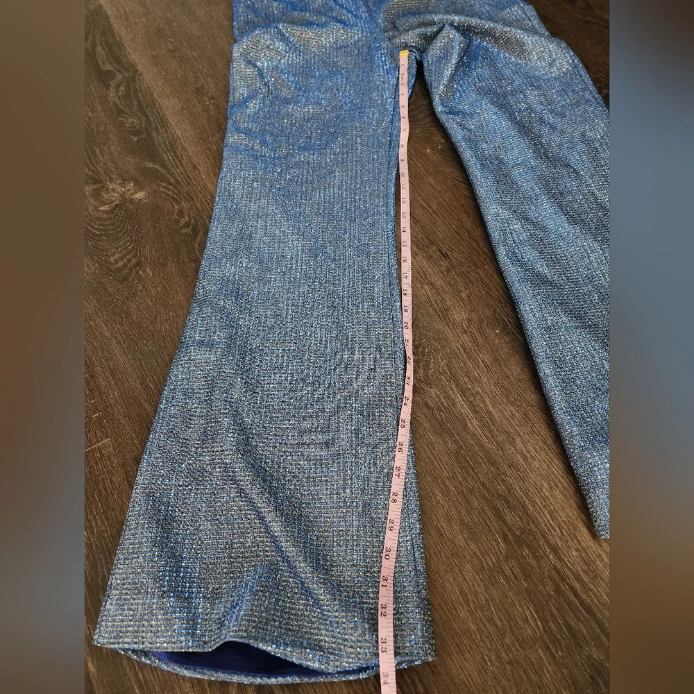 NWOT ASOS Blue Metallic Cupped Flare Jumpsuit Size 10 - Picture 9 of 11